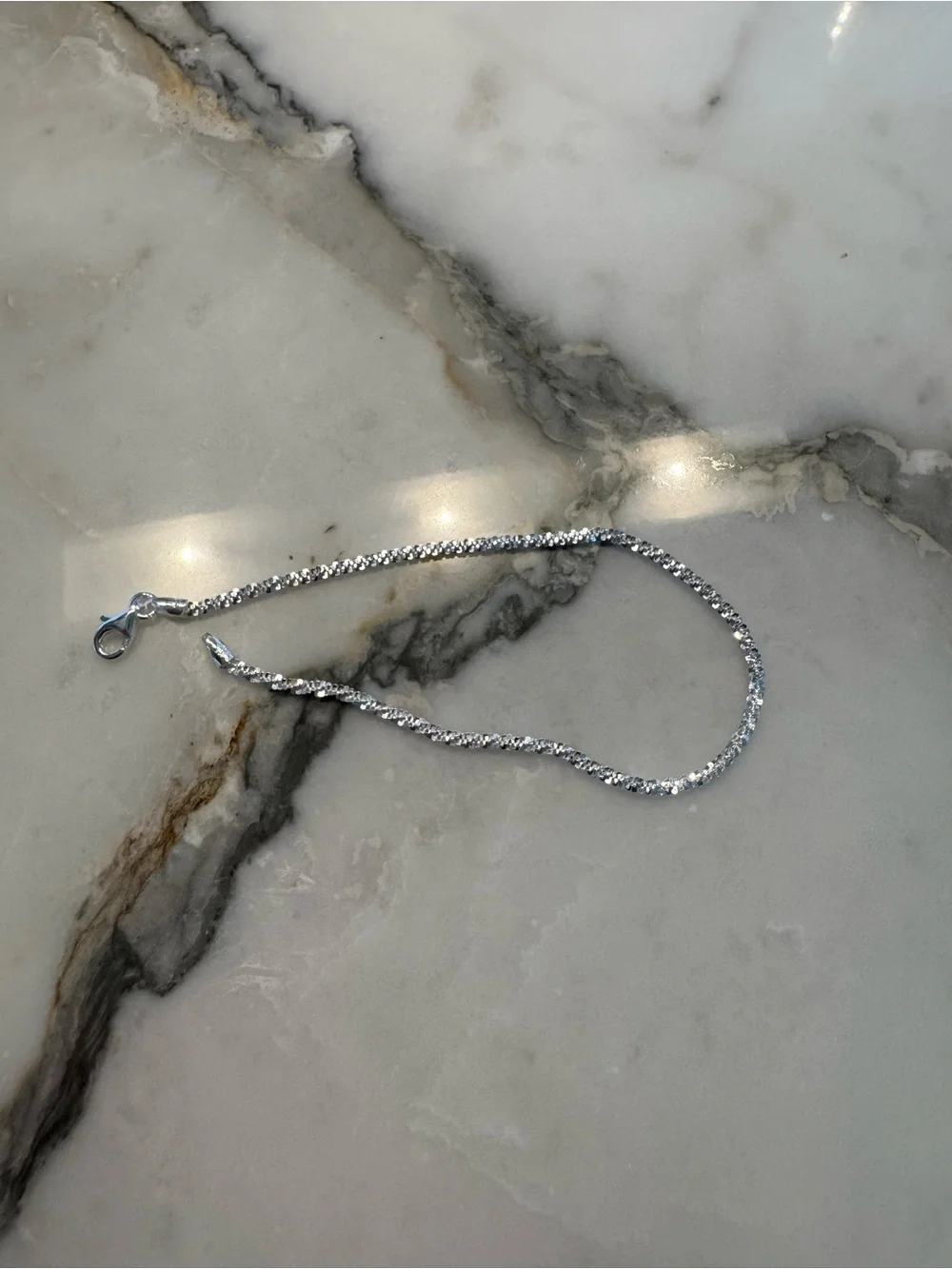 Sterling Silver Italian Made Twisted Rock Chain Bracelet - 8 inch